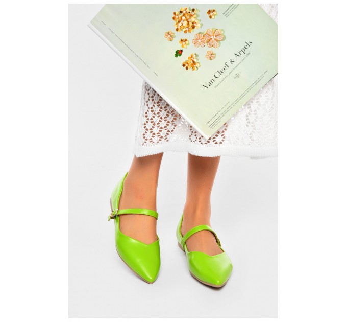 Балетки жіночі зеленого кольору 201163L