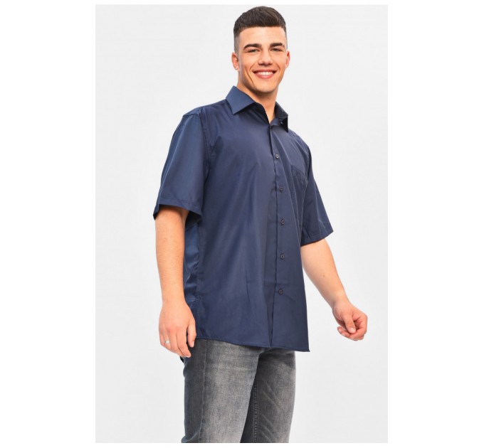 Сорочка чоловіча батальна темно-синього кольору 201487L