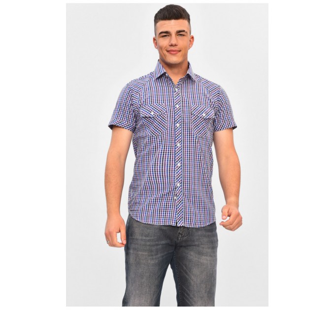 Рубашка мужская фиолетового цвета в клетку 201535L