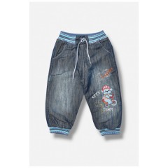 Джинсы детские для мальчика синего цвета зима на меху 201662L