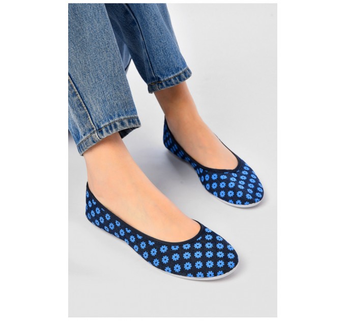 Балетки женские темно-синего цвета Текстиль 201833L