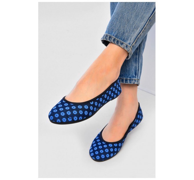 Балетки жіночі темно-синього кольору текстиль 201915L