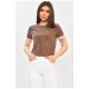 Футболка жіноча однотонна в рубчик коричневого кольору 201972L