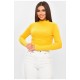 Кофта женская однотонная в рубчике желтого цвета 201981L