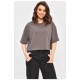 Футболка жіноча однотонна темно-сірого кольору 202069L Футболка жіноча однотонна темно-сірого кольору 202069L