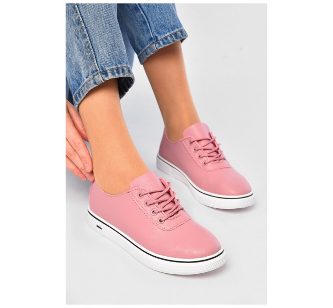 Мокасини жіночі рожевого кольору на шнурівці 202161L