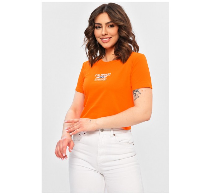 Футболка жіноча помаранчевого кольору з принтом 202284L