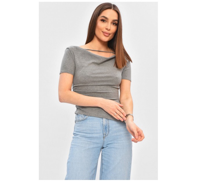 Футболка жіноча однотонна сірого кольору 202306L