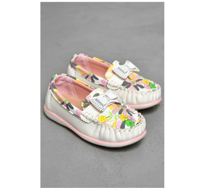 Мокасини дитячі для дівчинки білого кольору 202314L