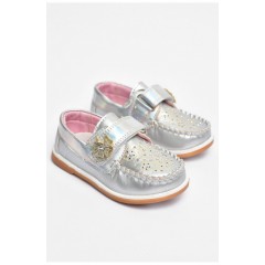 Мокасини дитячі для дівчинки сріблястого кольору 202324L