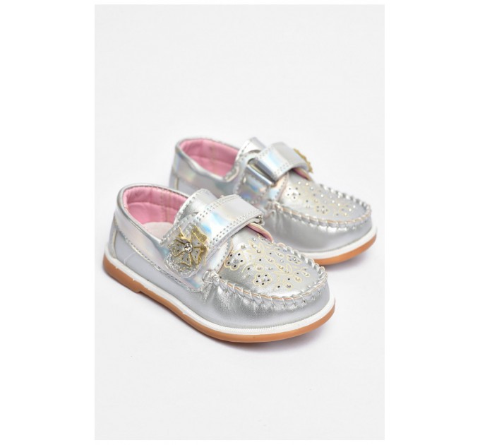 Мокасини дитячі для дівчинки сріблястого кольору 202324L