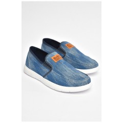 Мокасини чоловічі блакитного кольору текстиль 202848L