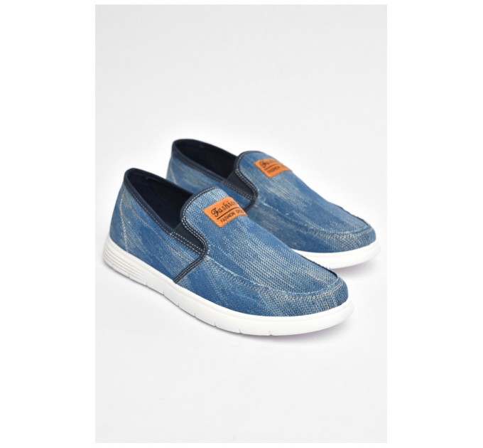 Мокасини чоловічі блакитного кольору текстиль 202848L