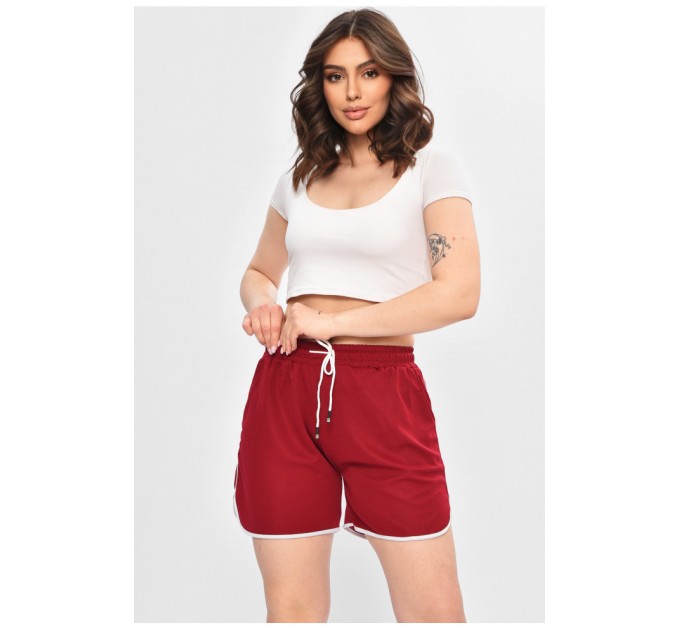 Шорти жіночі однотонні бордового кольору 202999L