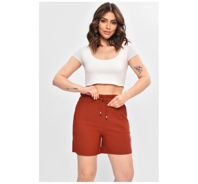 Шорти жіночі однотонні теракотового кольору 203006L