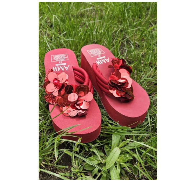 Вьетнамки женские красного цвета 203066L