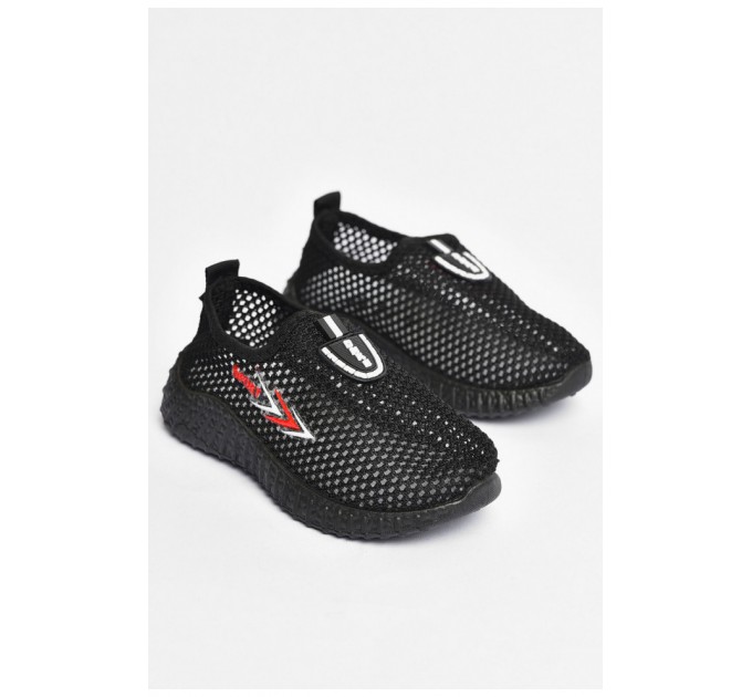 Мокасини дитячі чорного кольору текстиль 203166L