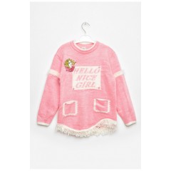Детская кофта для девочки розового цвета с принтом 203357L