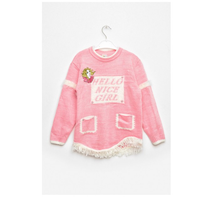 Детская кофта для девочки розового цвета с принтом 203357L