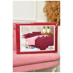 Комплект постільної білизни бордовий з рожевим півторка 203571L