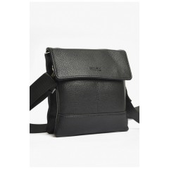 Сумка чоловіча через плече з екошкіри чорного кольору 203643L