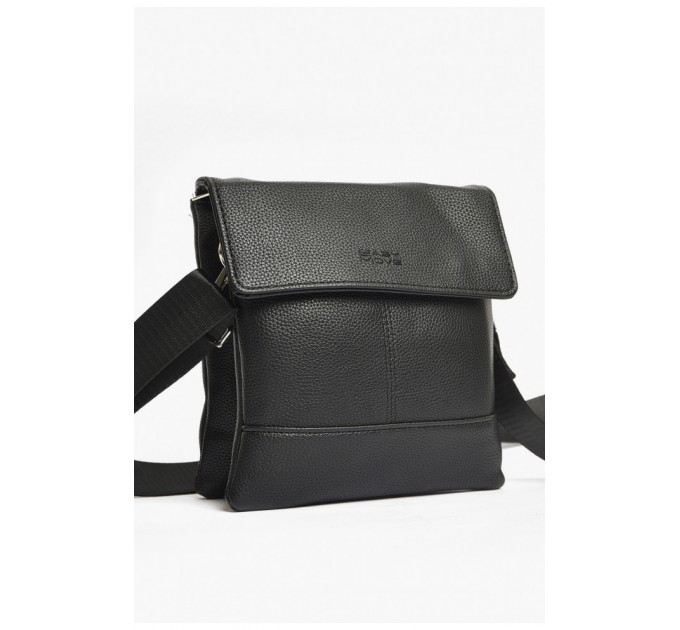 Сумка чоловіча через плече з екошкіри чорного кольору 203643L