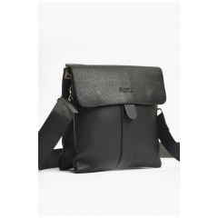 Сумка чоловіча через плече з екошкіри чорного кольору 203644L