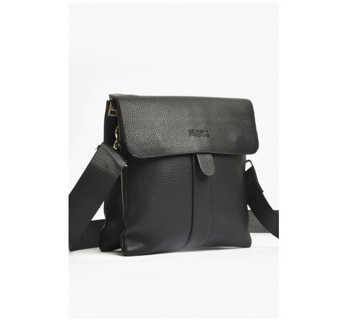 Сумка чоловіча через плече з екошкіри чорного кольору 203644L