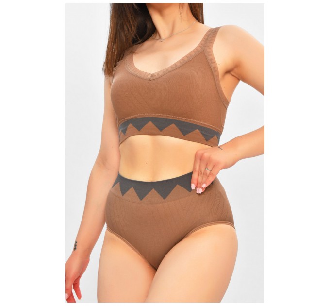 Комплект жіночий коричневого кольору чашка В 204217L