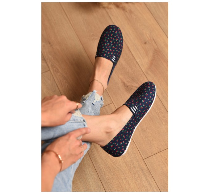 Балетки жіночі темно-синього кольору текстиль 204424L