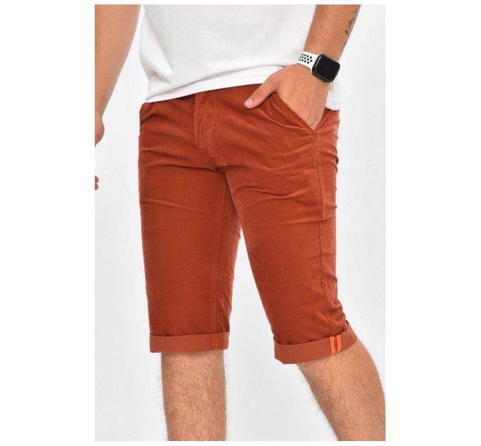 Бриджі чоловічі мікровільветові теракотового кольору 204448L