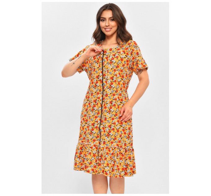 Халат жіночий батальний жовтого кольору з принтом 204594L