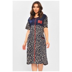 Халат жіночий батальний темно-синього кольору з принтом 204608L