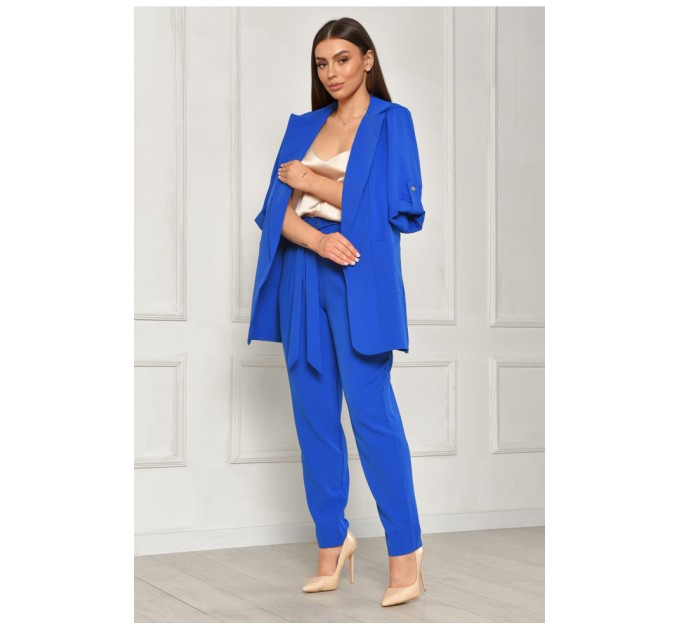 Костюм жіночий однотонний синього кольору 204678L