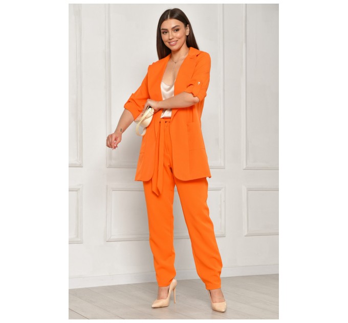 Костюм жіночий однотонний помаранчевого кольору 204679L