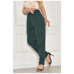 Штани жіночі однотонні темно-зеленого кольору 204693L