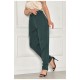 Штани жіночі однотонні темно-зеленого кольору 204693L
