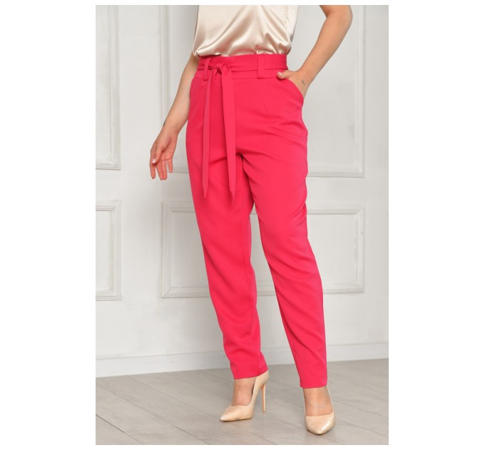 Брюки женские батальные малинового цвета 204694L