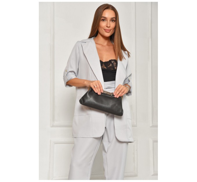 Піджак жіночий однотонний світло-сірого кольору 204707L