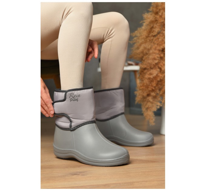 Дутики жіночі на хутрі сірого кольору 204997L