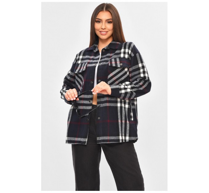 Сорочка жіноча темно-синього кольору із принтом 205171L