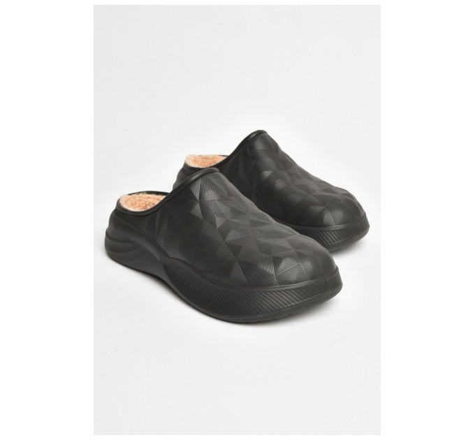 Сабо чоловічі на хутрі чорного кольору 205612L