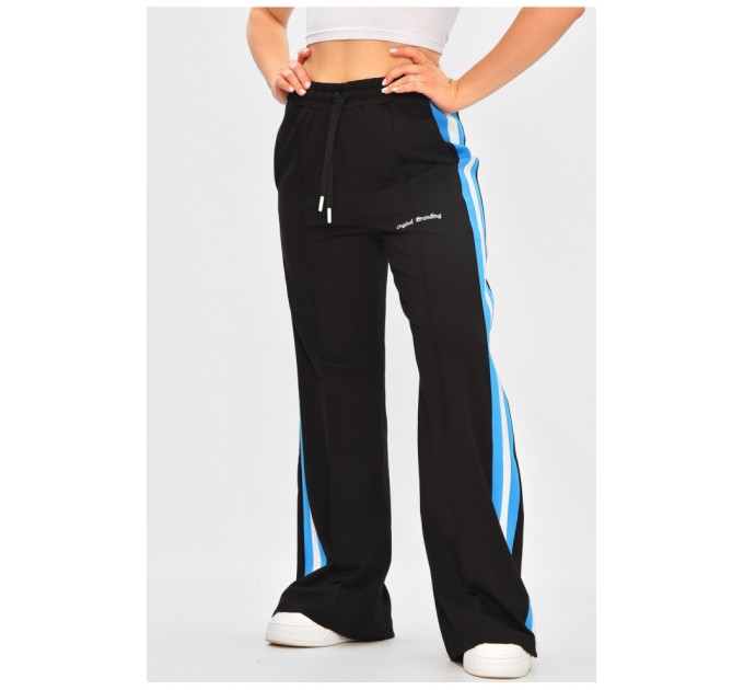 Штани жіночі чорного кольору із вставками 205792L