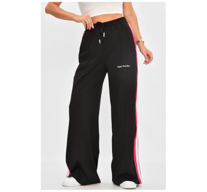 Штани жіночі чорного кольору із вставками 205793L