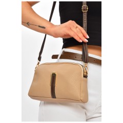 Сумка женская из экокожи бежевого цвета 205823L