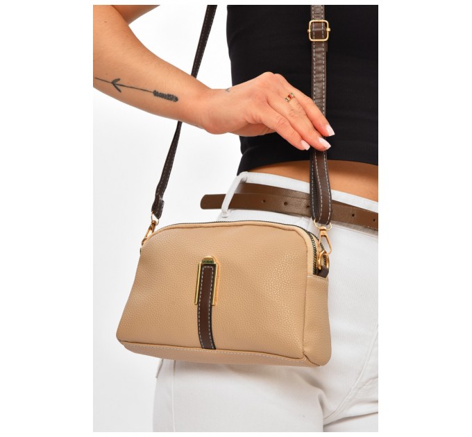 Сумка женская из экокожи бежевого цвета 205823L