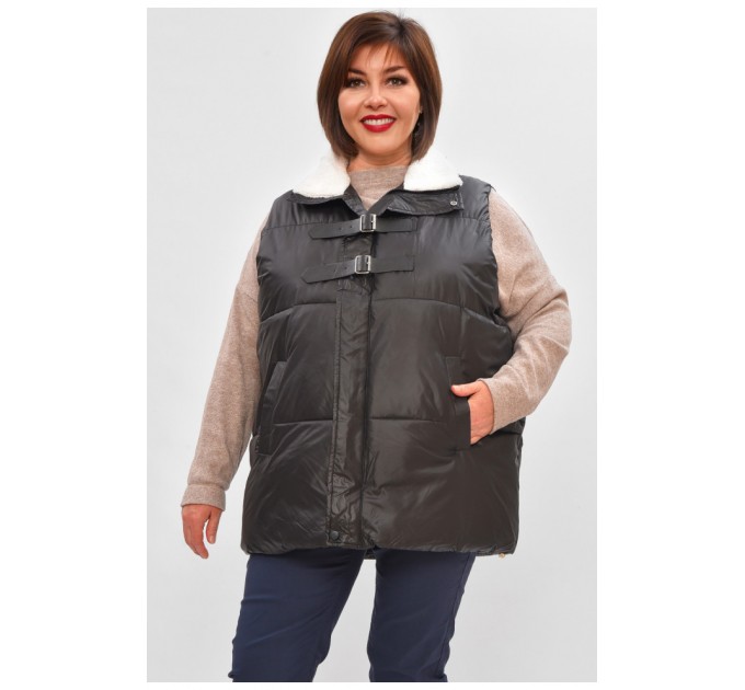 Жилетка женская батал демисезонная черного цвета 206035L