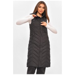 Жилетка женская удлиненная черного цвета 206117L