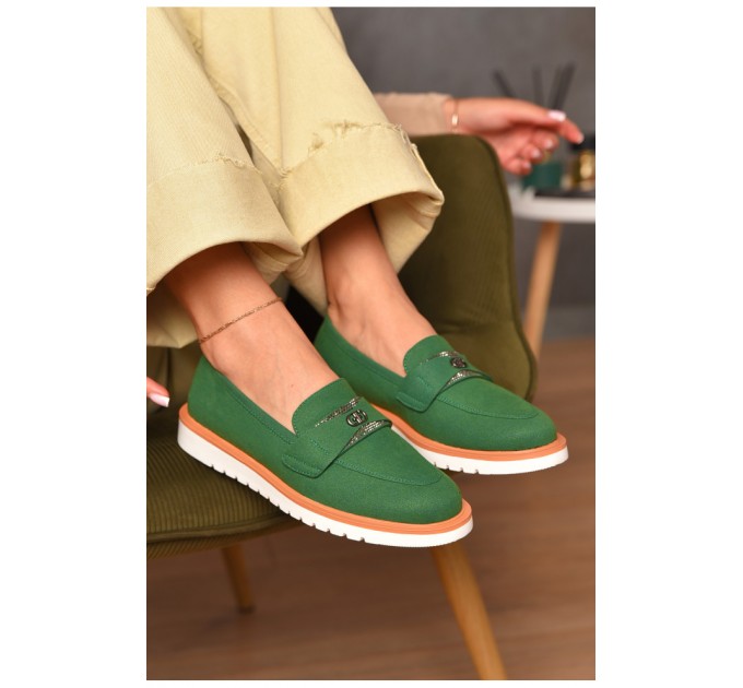 Туфлі-лофери жіночі зеленого кольору 206125L