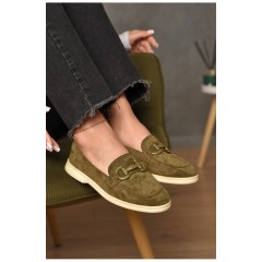 Туфлі-лофери жіночі темно-зеленого кольору 206171L